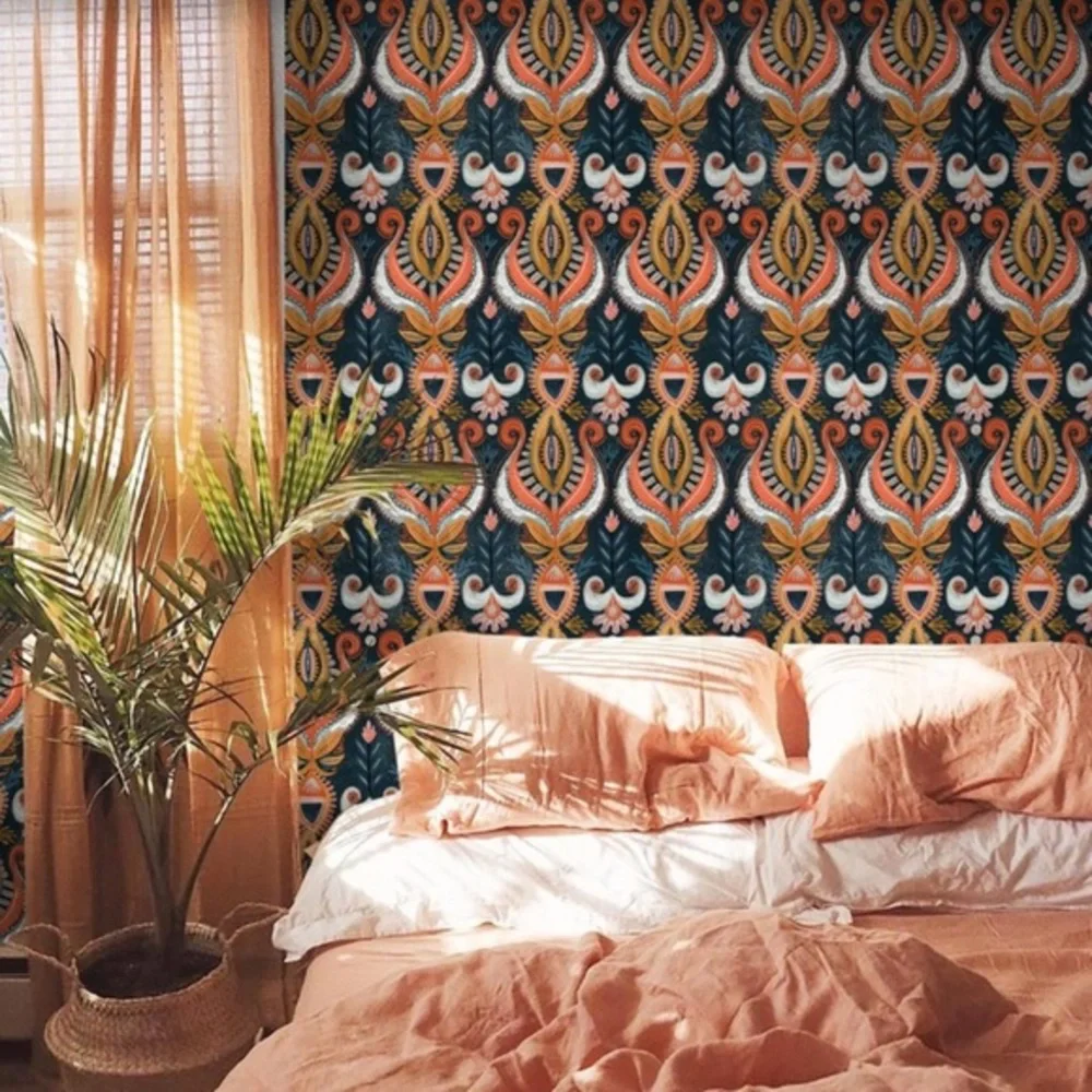 HAOKHOME Vintage Peel and Stick Wallpaper Floral Boho Wall Paper Removable